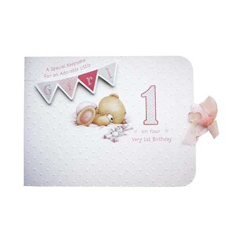 Girls First Birthday Forever Friends Memory Book Card
